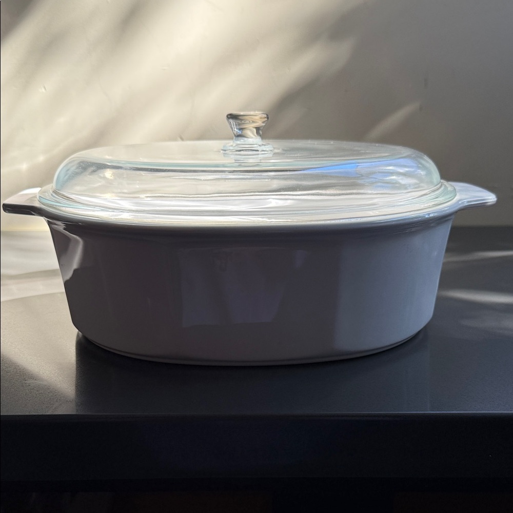 Princess House White Casserole Dish with Glass Lid